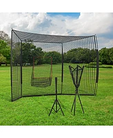 Streamdale Furniture 17' x 5.5' Baseball Net with Strike Zone, Tee, Caddy, and Carry Bag for Pitching and Hitting, Portable Extra Large Softball and B