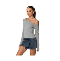 Edikted Women's Adelaine Asymmetric Top - Gray