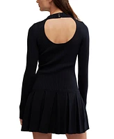 Free People Women's Emmy Ribbed Knit Pleated A-Line Mini Dress