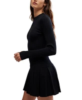 Free People Women's Emmy Ribbed Knit Pleated A-Line Mini Dress