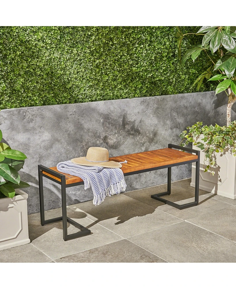 Streamdale Furniture Acacia Wood Bench: Chic Style, Iron Strength