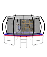 Simplie Fun 12FT Trampoline with Enclosure - Recreational Trampolines with Ladder, Astm Approval Outdoor Trampoline for Kids