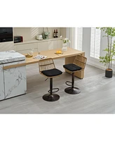 Simplie Fun Set of 2 Rattan Bar Stool, 360 Swivel Bar Chair, Counter Height Chair with Footrest for Kitchen, Dining Room