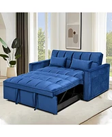 Streamdale Furniture Modern flannel double sofa with folding bed, small double sofa with three in one convertible sofa bed, adjustable backrest and st