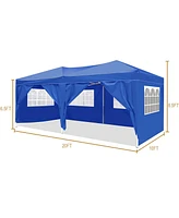 Streamdale Furniture 10'x20' Folding Canopy with 6 Removable Sidewalls Outdoor Event Shelter Upf 50+ Gazebo Portable Tents for Parties Beach Camping W