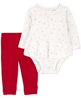 Carter's Baby Girl 2-Piece Snowflake Peplum Bodysuit Pant Set