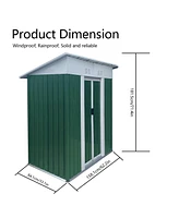 Simplie Fun 5X3 Feet Small Mini Outdoor Storage Sheds Pent Roof Green With Aluminum Alloy Frame And Sliding Door