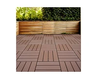 Simplie Fun Plastic Interlocking Deck Tiles, 44 Pack 12" x12" Waterproof Patio Deck Tiles for Outdoor, Poolside, Balcony, Backyard