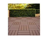 Simplie Fun Plastic Interlocking Deck Tiles, 44 Pack 12" x12" Waterproof Patio Deck Tiles for Outdoor, Poolside, Balcony, Backyard