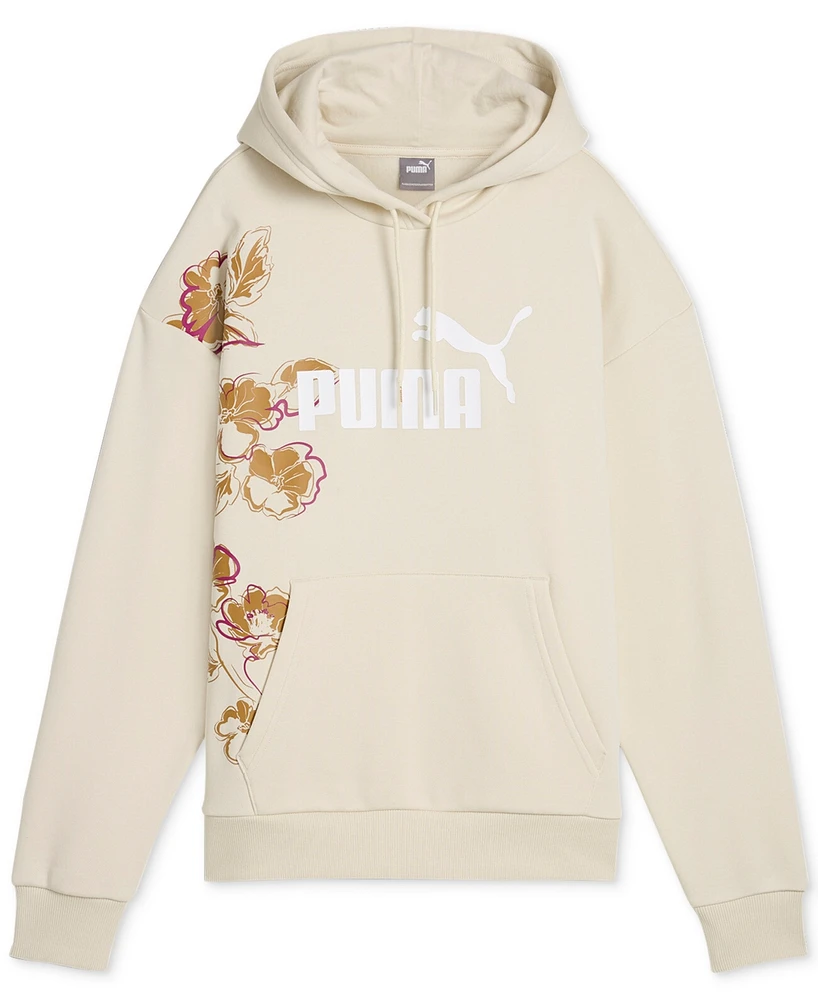 Puma Women's Essential Floral Vibes Logo-Front Hoodie