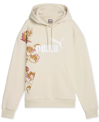 Puma Women's Essential Floral Vibes Logo-Front Hoodie