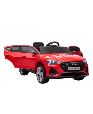 Simplie Fun 12V Kids Electric Ride On Audi E-tron Car, Battery Powered Toy wIth Parent Remote Control, Safety Belt, Led Lights, Music and Horn, Red