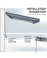 Streamdale Furniture 13' x 10' Electric Awning with Led Lights, Retractable Awning, UV40+ Sun Shade Shelter with Remote Controller and Crank Handle fo