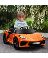 Simplie Fun Electric Car for Kids, 12V Chevrolet Corvette Licensed Kids Car with Parental Remote Control, Suspension System, Music, Horn, Headlight, S