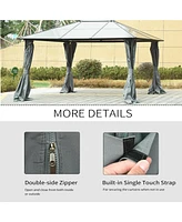 Streamdale Furniture 10' x 12' Universal Gazebo Sidewall Set with Panels, Hooks and C-Rings Included for Pergolas and Cabanas, Gray