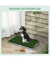 Dog Grass Pad with Tray, 26" x 16", Grass Pad for Potty Training Dogs, 2 Pack of Artificial Washable Grass Pee Pads for Indoor Outdoor Use,