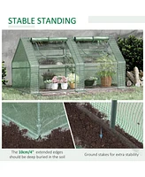 Streamdale Furniture 6' x 3' x 3' Portable Greenhouse, Garden Green House with 2 Pe/Plastic Covers, Steel Frame and 2 Roll Up Windows, Green