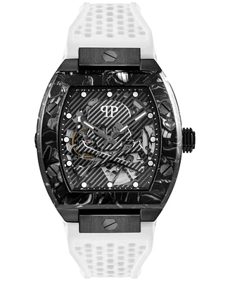 Philipp Plein Men's Automatic Skeleton Sport Master White Silicone Strap Watch 44mm