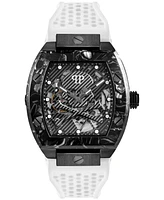 Philipp Plein Men's Automatic Skeleton Sport Master White Silicone Strap Watch 44mm