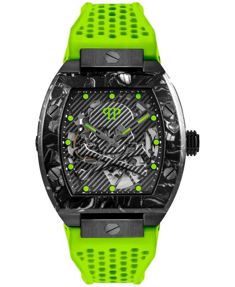 Philipp Plein Men's Automatic Skeleton Sport Master Silicone Strap Watch 44mm