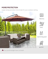 10' Cantilever Hanging Tilt Offset Patio Umbrella with Uv & Water Fighting Material and a Sturdy Stand, Brown