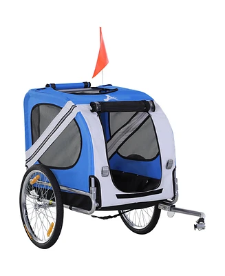 Dog Bike Trailer Pet Cart Bicycle Wagon Cargo Carrier Attachment for Travel with 3 Entrances Large Wheels for Off-Road & Mesh Screen