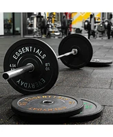 BalanceFrom Fitness Pound Olympic Bumper Strength Training Weight Plate Set