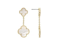 Rivka Friedman Polished Double Mother of Pearl Clover Dangle Earrings