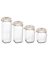 Circleware Herbs Decal Glass Canisters with Ceramic Lid, Set of 4