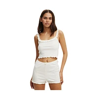 Cotton On Women's Rib Ruffle Short