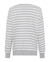 Olsen Women's Long Sleeve Striped V-Neck Pullover