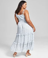 And Now This Plus Printed Tiered Ruffle Dress, Created for Macy's