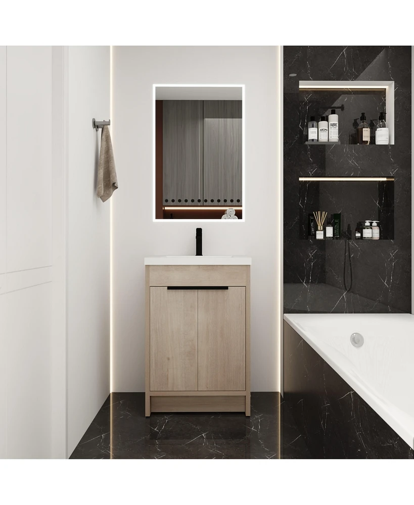 Eco-Friendly Freestanding Bathroom Vanity with Adjustable Shelves and Soft-Closing Doors
