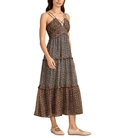 Lucky Brand Women's Chiffon Print-Mix Maxi Dress