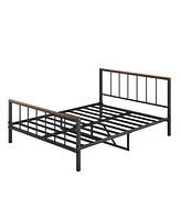 Slickblue Metal Platform Bed Frame with Headboard & Footboard - Sturdy Design