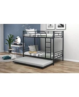 Slickblue Twin-Over-Twin Metal Bunk Bed with Trundle for Kids or Small Spaces