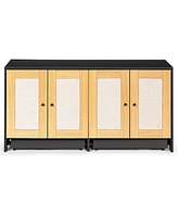 Streamdale Furniture Double Litter Box Enclosure, Cat Litter Box Enclosure for 2 Cats, Hidden Litter Box Furniture with Rattan Doors, 47" L x 19.8" W