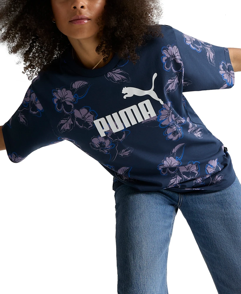 Puma Women's Cotton Essential Floral Vibes Crewneck Tee