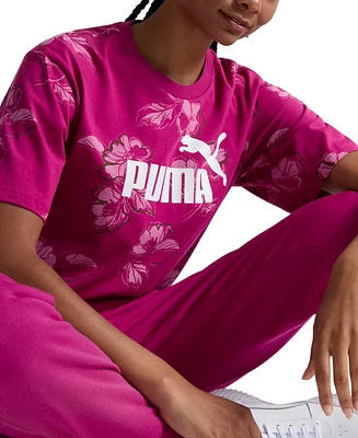 Puma Women's Cotton Essential Floral Vibes Crewneck Tee