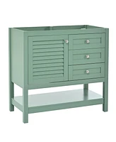36" Bathroom Vanity without Sink, Free Standing Vanity Set with 2 Drawers & Soft Closing Doors, Bathroom Storage Cabinet with Solid Wood Feet (No