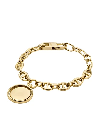 Fossil Heritage Legacy Charm Gold-Tone Stainless Steel Chain Bracelet