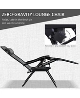 Zero Gravity Chair Set with Side Table, Folding Reclining Chair with Cupholders & Pillows, Adjustable Lounge Chair for Pool, Backyard, Lawn, Beach, Gr