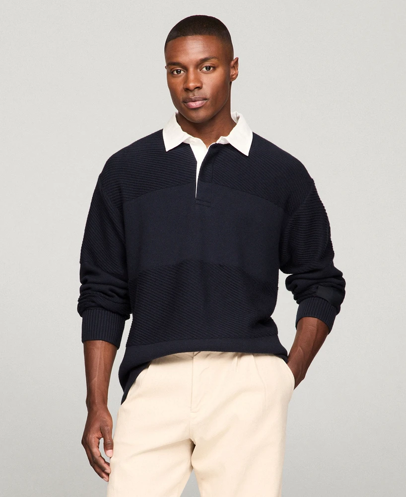 Tommy Hilfiger Men's Knit Stripe Rugby Polo Sweater