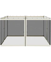 12' x 12' Universal Replacement Mesh Sidewall Netting for Patio Gazebos and Canopy Tents with Zippers, (Sidewall Only), Cream