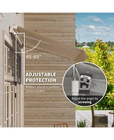 10' x 8' Retractable Awning, Patio Awnings, Sunshade Shelter w/ Manual Crank Handle, Uv & Water-Resistant Fabric and Aluminum Frame for Deck, Balcony