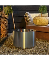 Simplie Fun Smokeless Fire Pit, 19" Portable Wood Burning Firepit with Poker, Low Smoke Camping Bonfire Stove for Backyard Patio Picnic, Stainless Ste