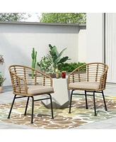 Modern Wicker Chair With Angled Legs And Water-Resistant Cushions