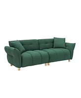 93.70 inches long, Teddy Sofa Fabric, with two matching pillows and three spacious and comfortable seats, for Apartment Office Living Room - Green
