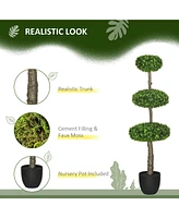 Streamdale Furniture Set of 2 Artificial Boxwood Topiary Trees in Pots, 43.25" Artificial Plants Faux Trees for Home Office, Living Room Decor, Indoor