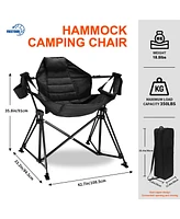 Hammock Camping Chair Folding 350 lbs Foldable Portable Rocking Chairs for Adults Outside Swinging Camp with Stand Lawn Garden Hanging Outdoor